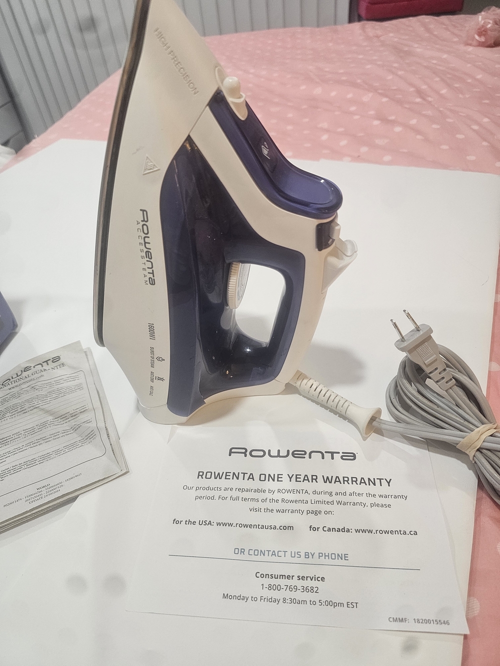 Rowenta Blue and White Steam Iron - Reliable Home Ironing